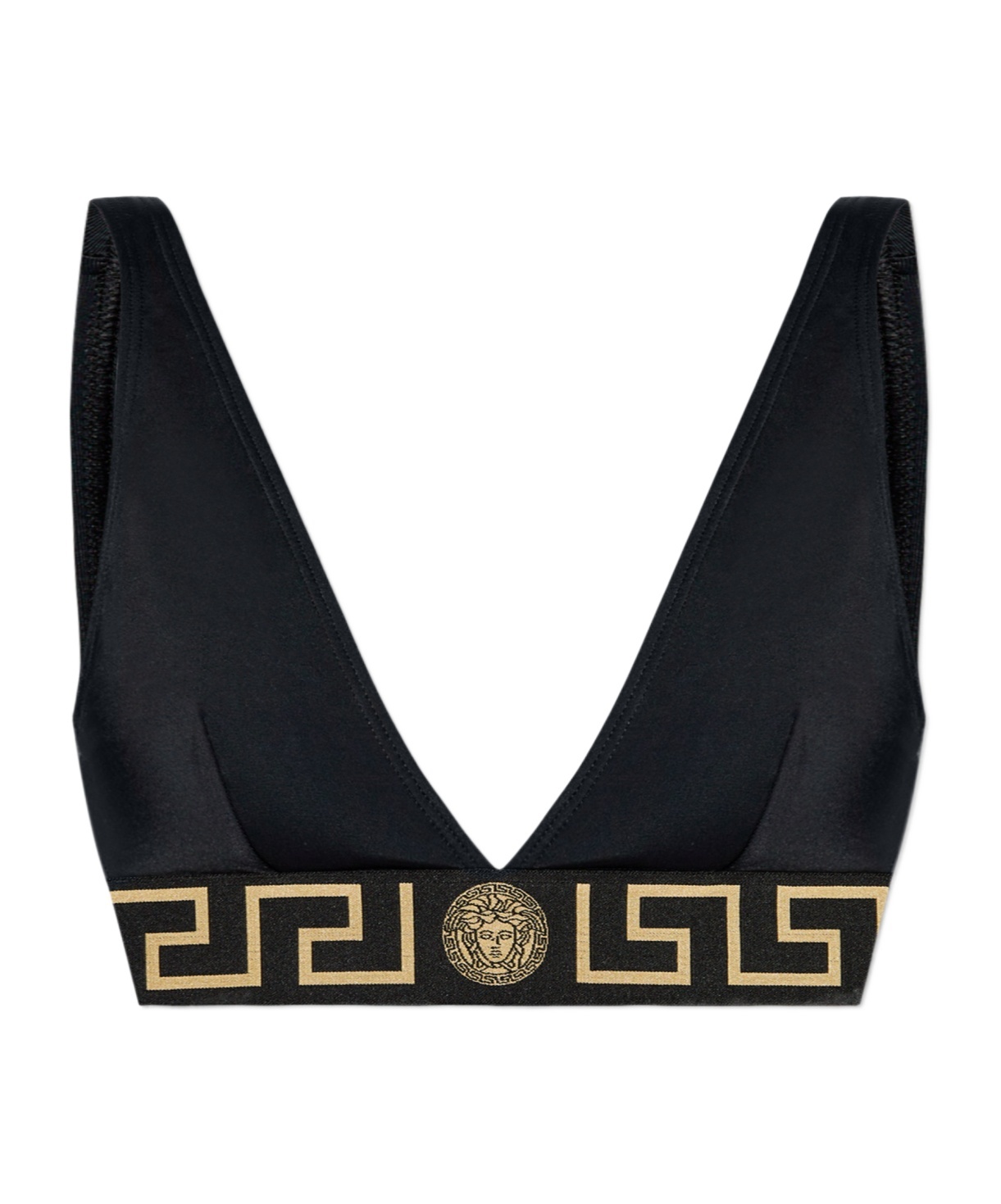 Versace Women Bikini Top With Logo Band In Black