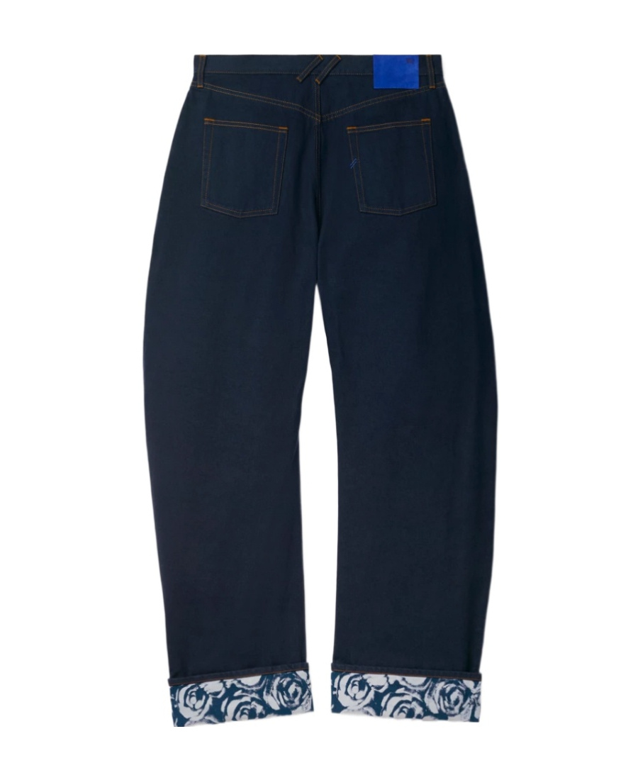 Burberry Cotton Jeans With Floral Print In Blue