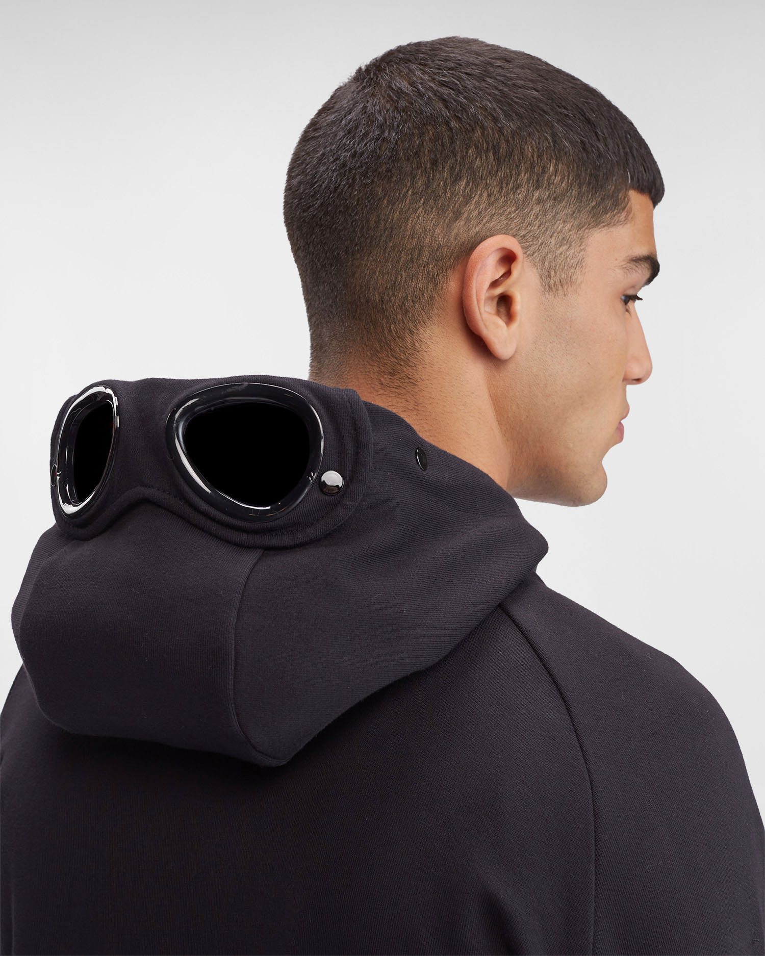 C.p. Company Logo-print Cotton Hoodie In Black
