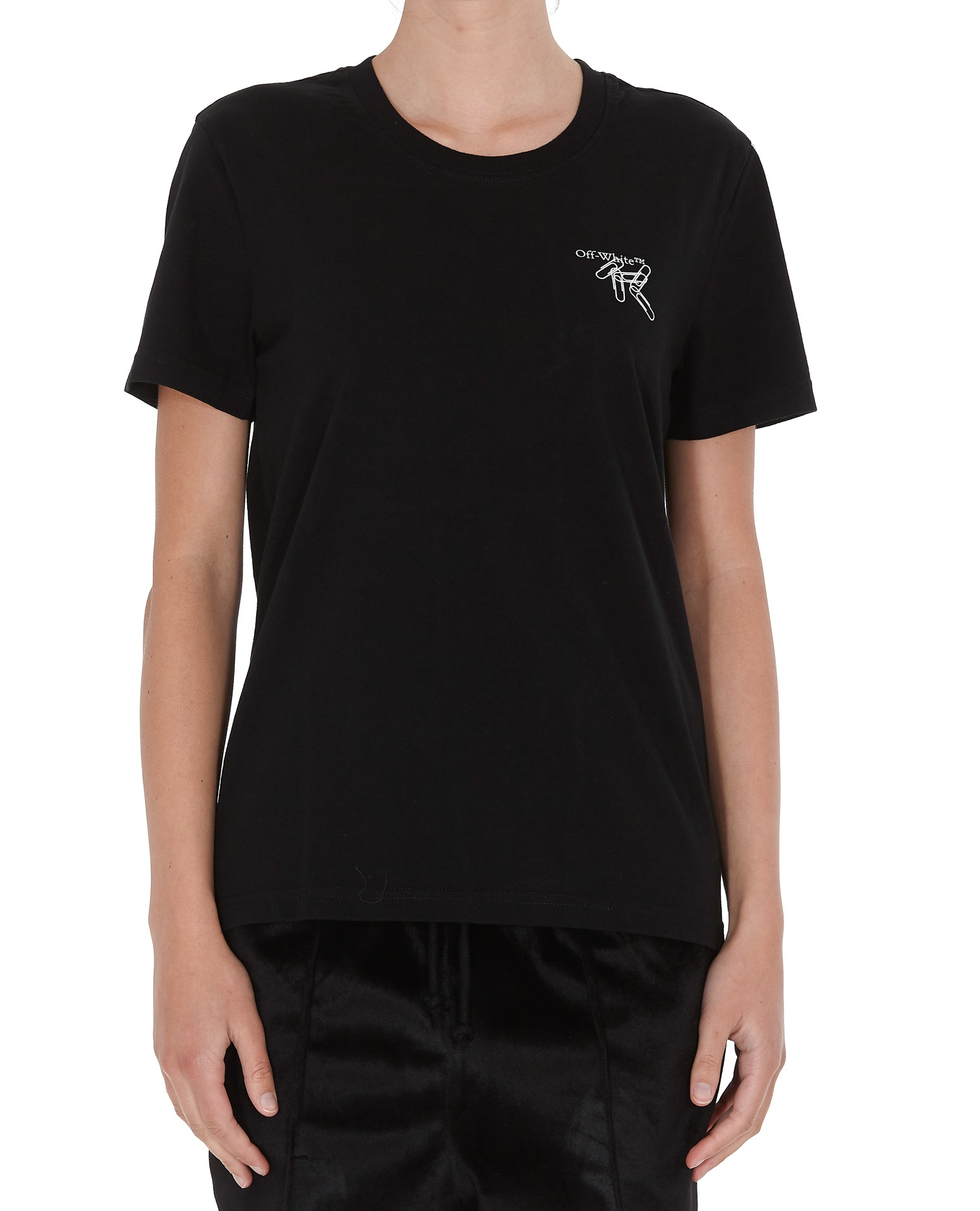 Off-white Paper Clip Arrows Motif T-shirt In Black