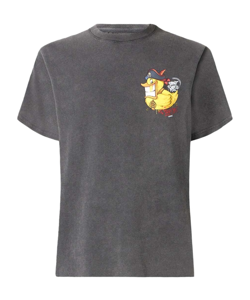 Mc2 Saint Barth Open-necked Black Shirt In Gray