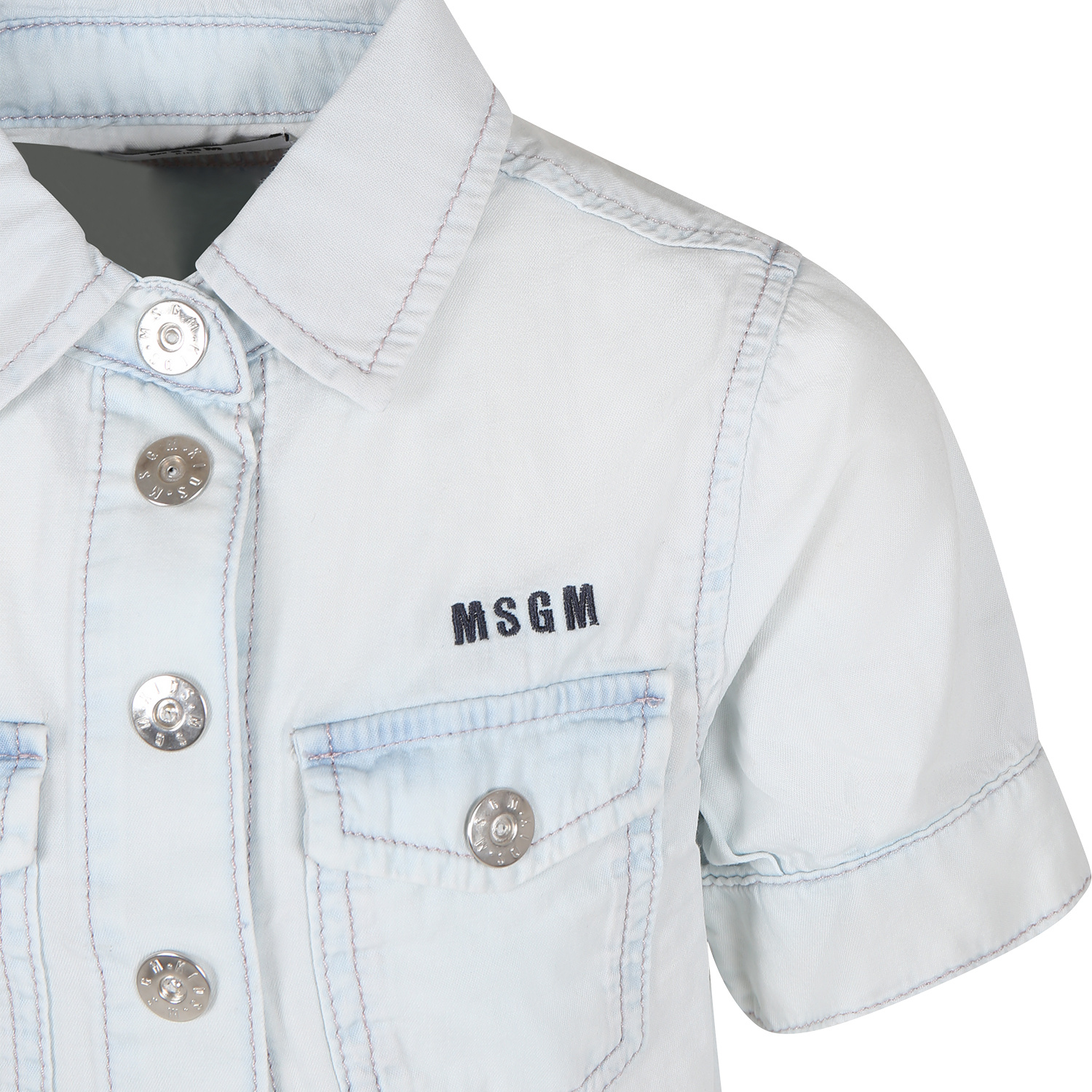 Msgm Logo-embroidered Cropped Shirt In White