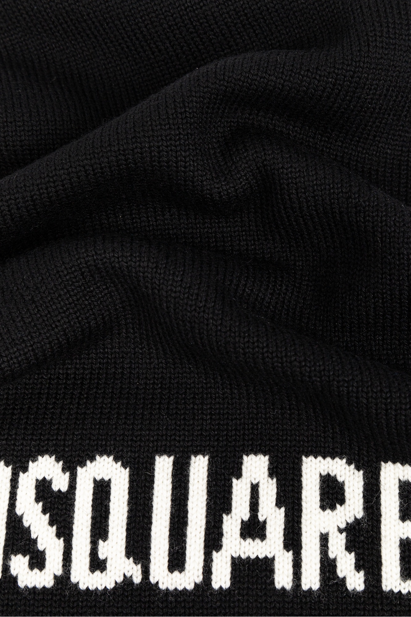 Dsquared2 Logo Intarsia-knit Wool Scarf In Black
