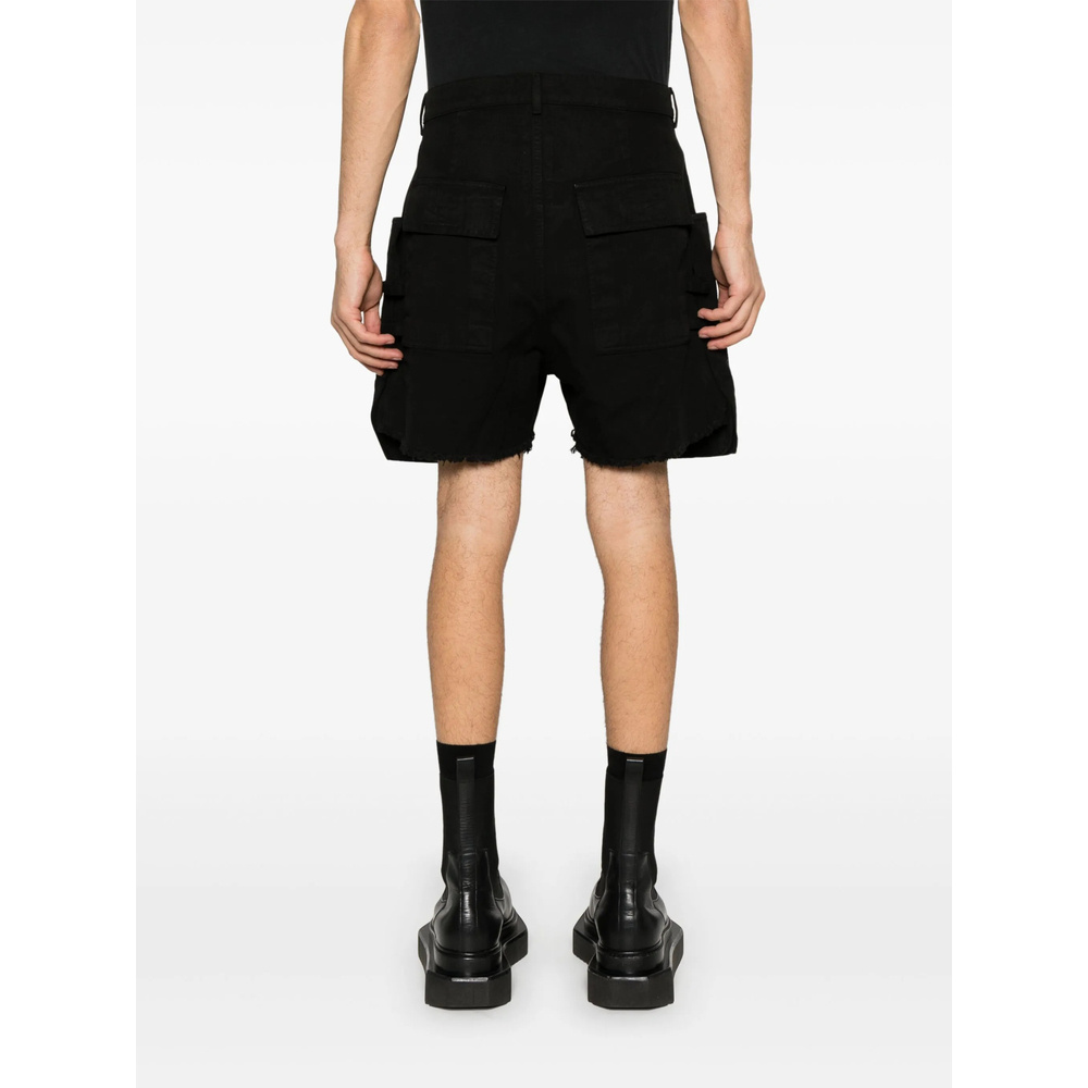 Rick Owens Drkshdw Cargo Pockets Shorts Frayed Hem In Black