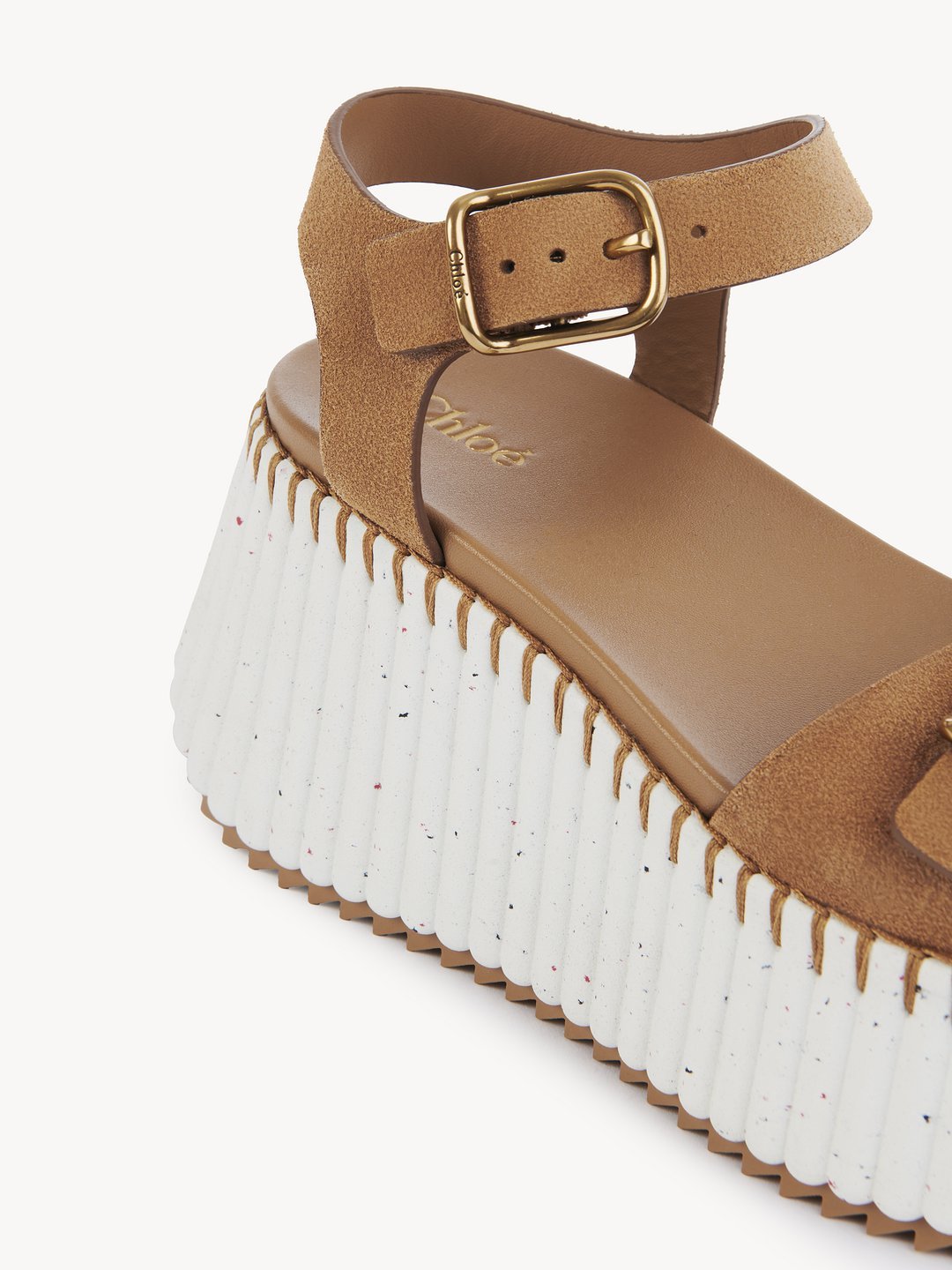 Chloé Platform Sandals With Textured Sole And Round Toe In Brown