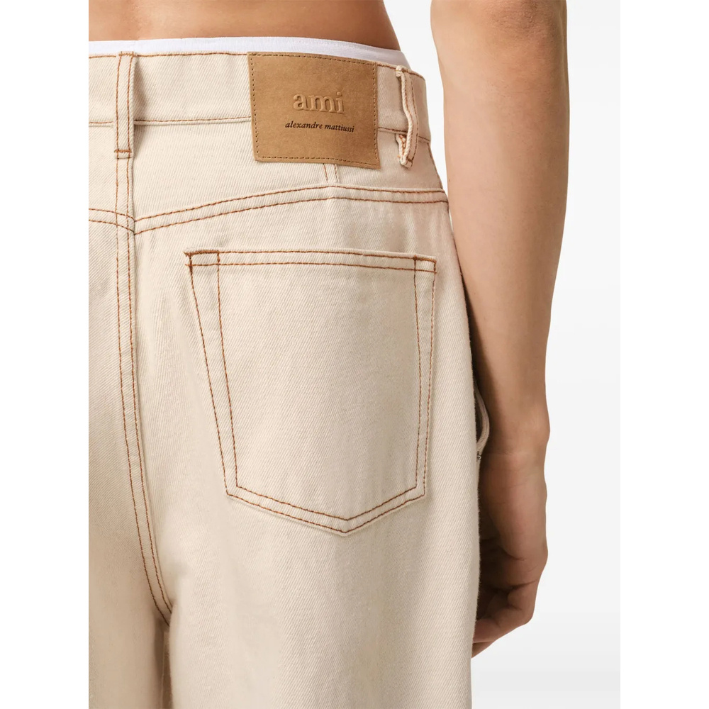 Shop Ami Alexandre Mattiussi Ami Paris Wide Fit Jeans In Nude