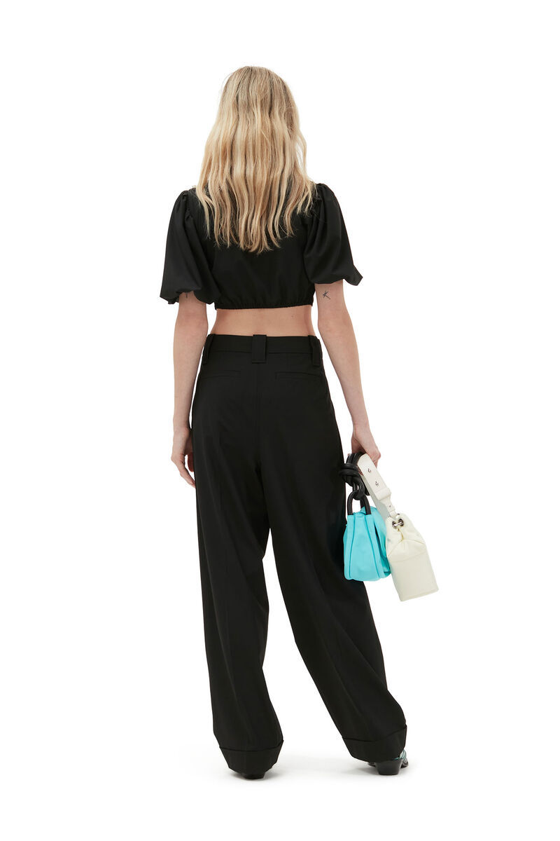 Ganni Wide-leg Tailores Trousers In Black