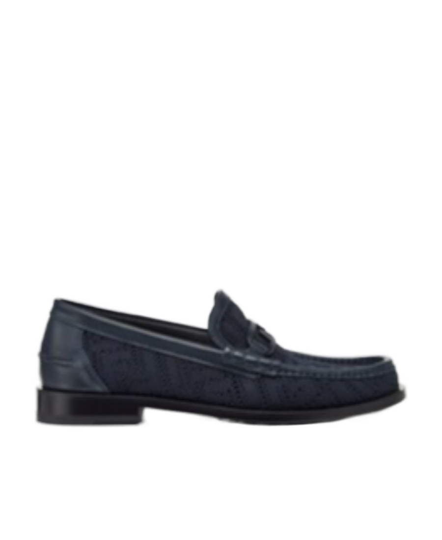 Fendi Blue Knit Loafers In Black
