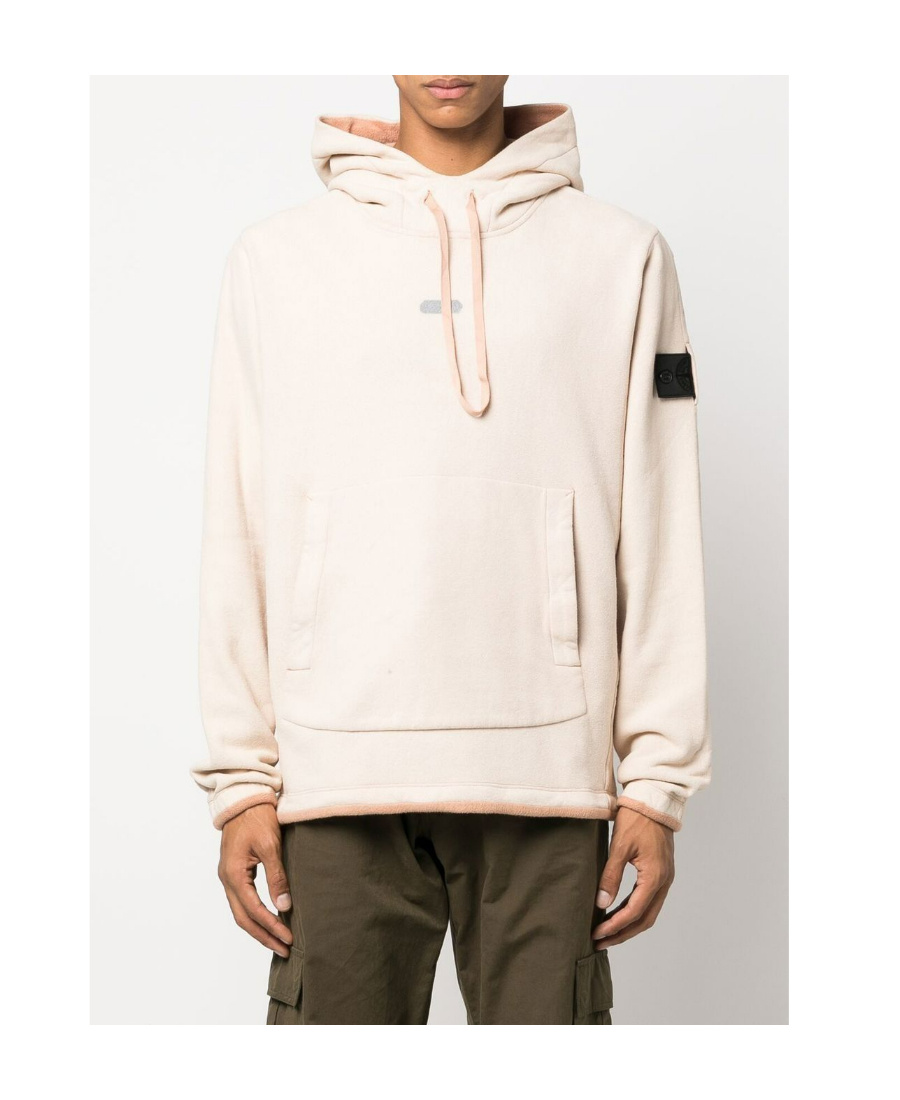 Stone Island Graphic-print Drawstring Hoodie In Nude
