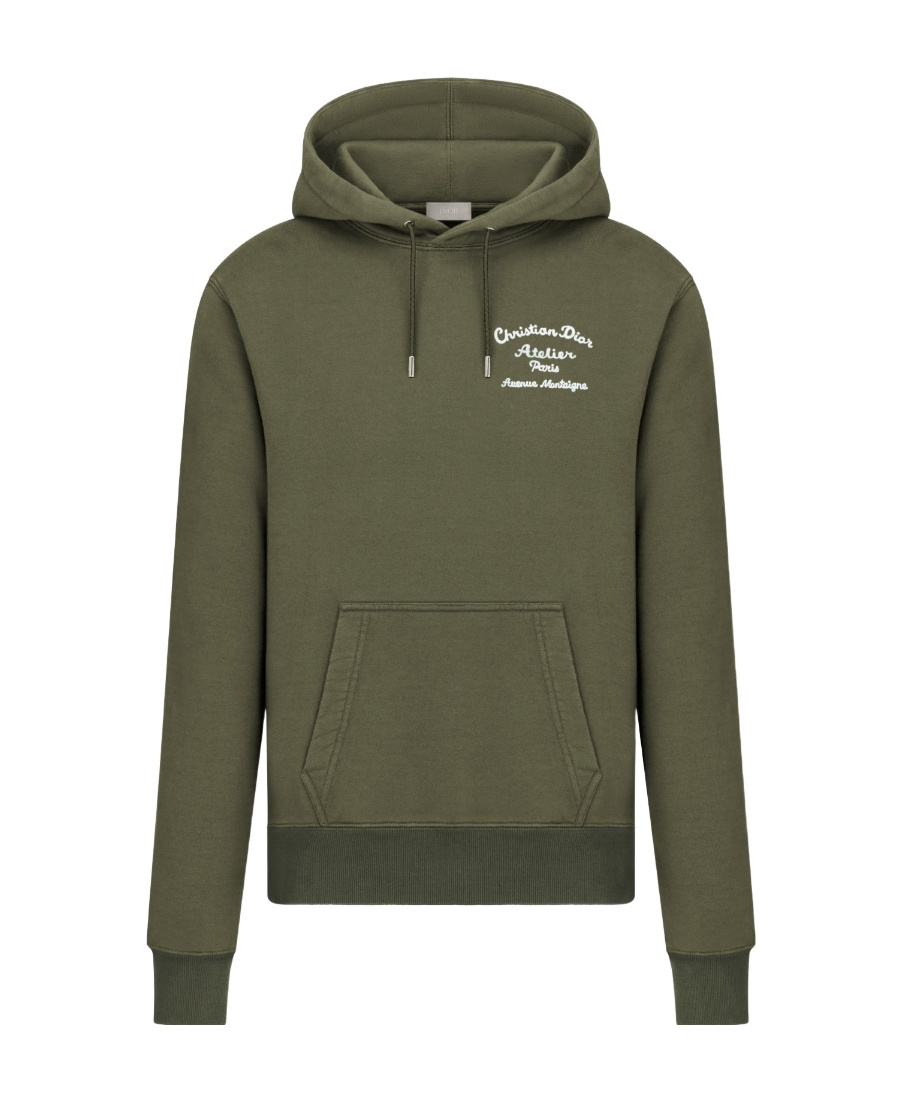 Dior Embroidery Hooded Hoodie In Green