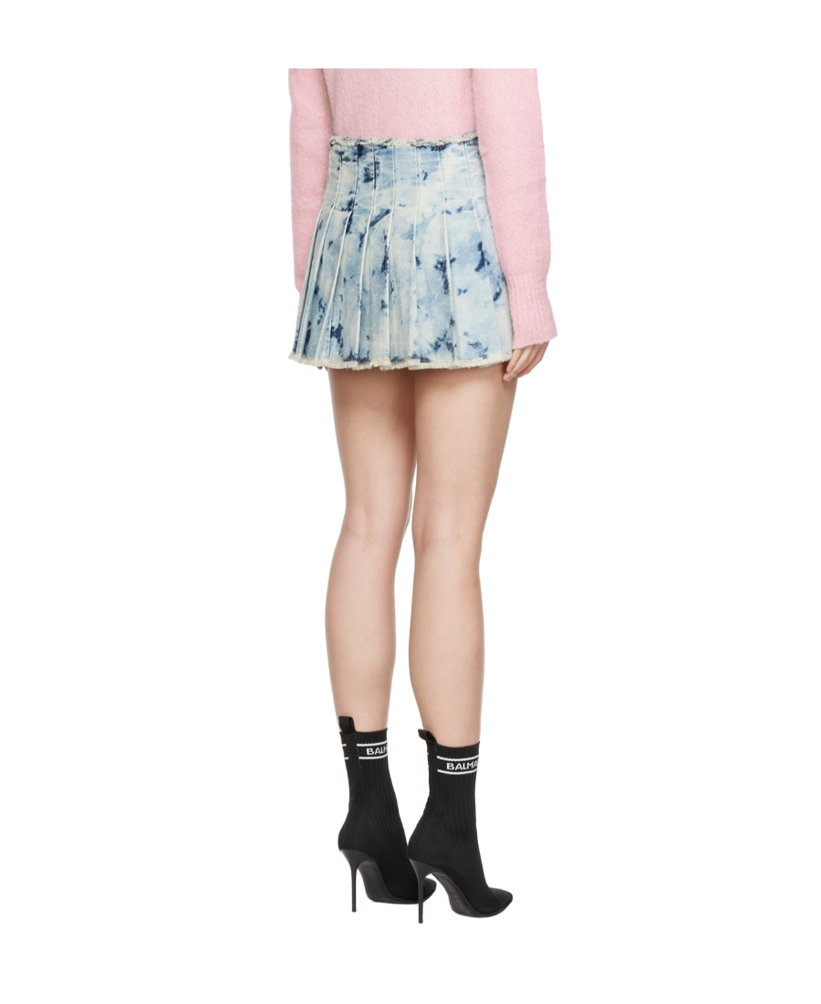 BALMAIN BLEACHED DENIM MINISKIRT