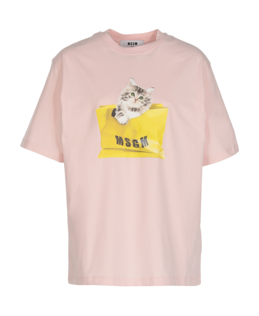Msgm Graphic-print Short-sleeved T-shirt In Pink