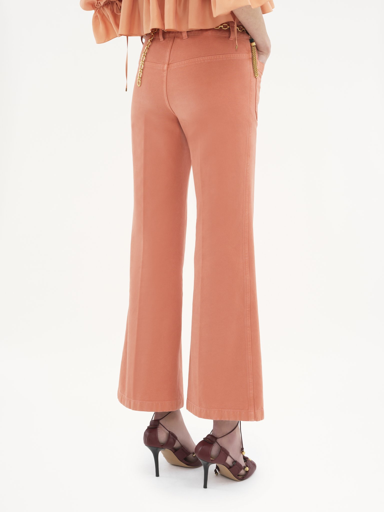 Chloé Cropped Cotton Canvas Bootcut Pants In Pink