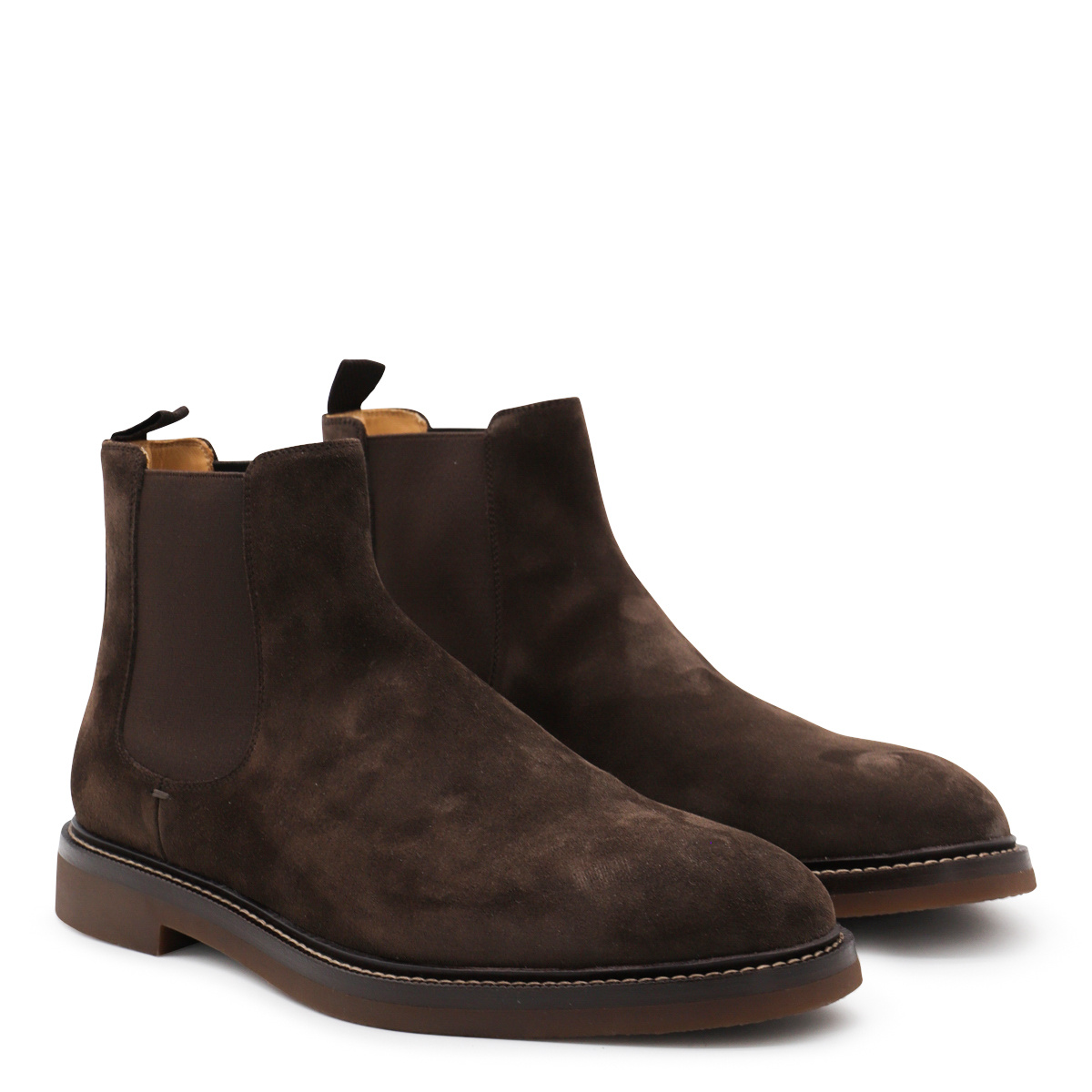 Brunello Cucinelli Round Toe Ankle Boots In Brown