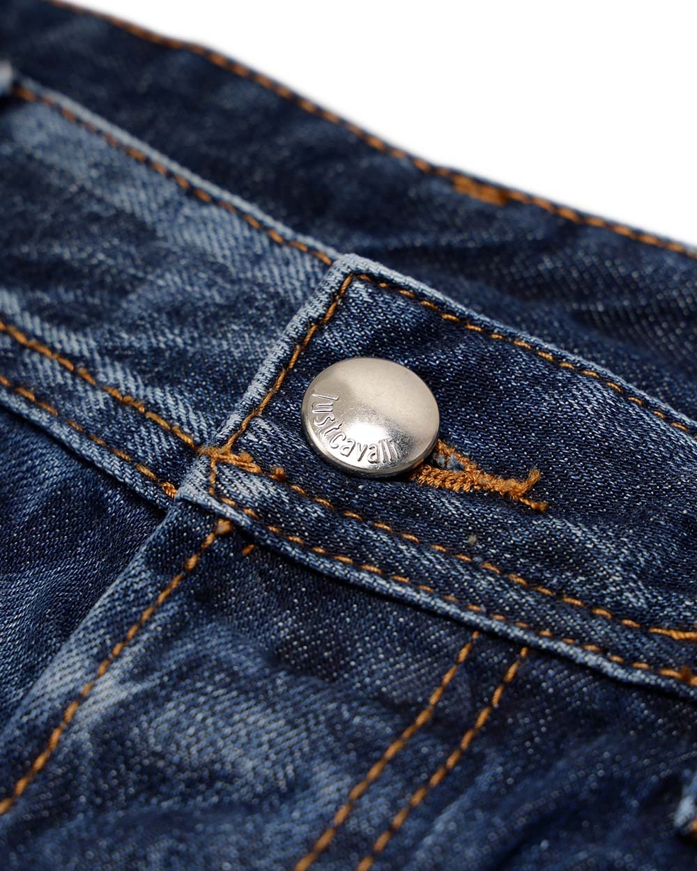 Just Cavalli Logo Denim Shorts In Blue