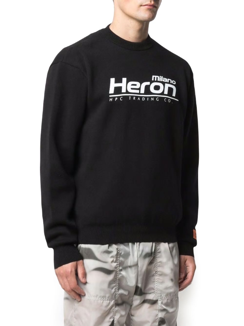 Heron Preston Logo Intarsia Cotton Knit Sweater In Black