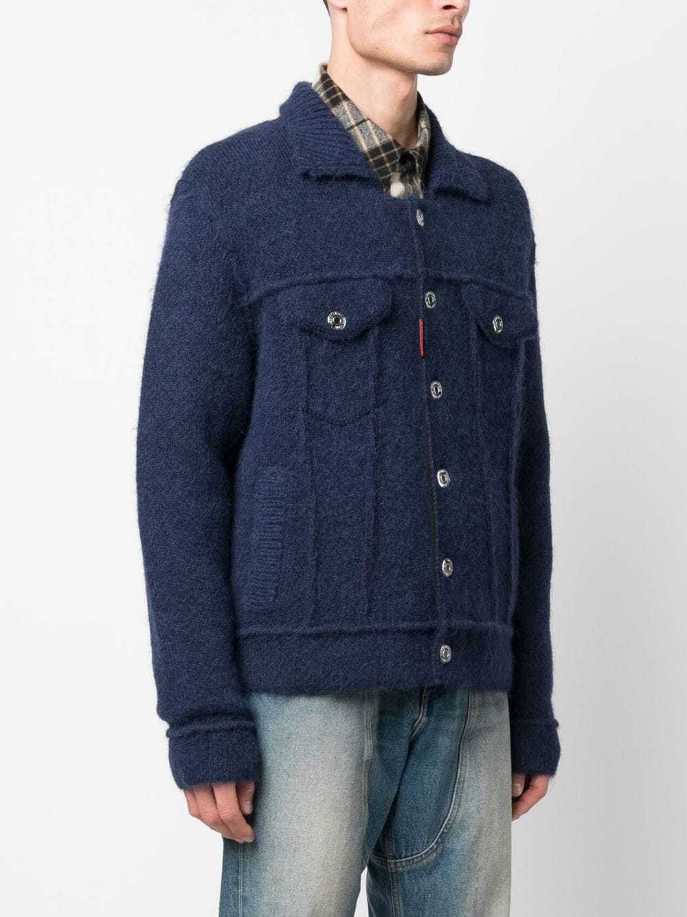 Dsquared2 Button-up Wool-blend Jacket In Blue