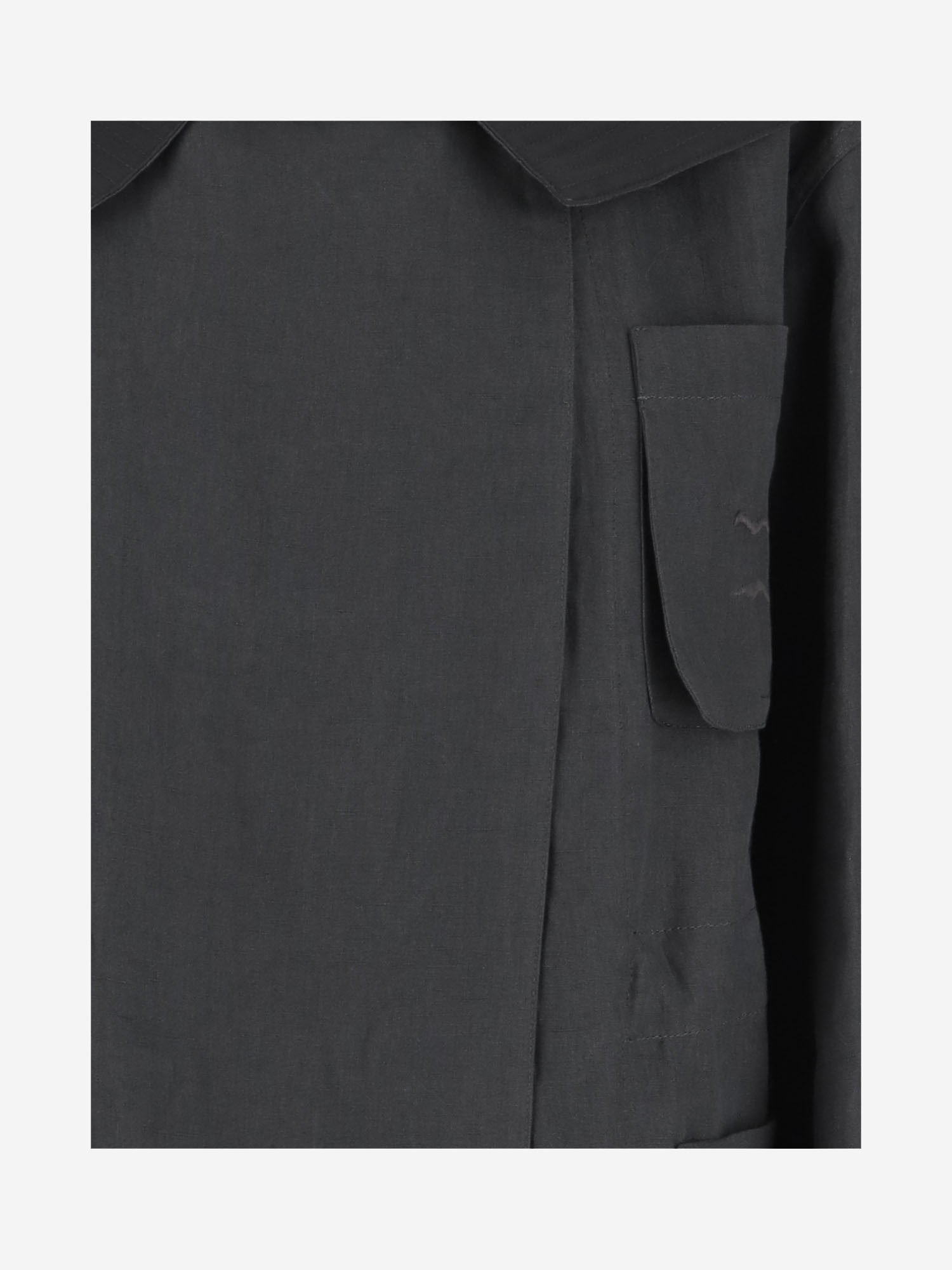 Shop Giorgio Armani Linen Hooded Jacket In Grey