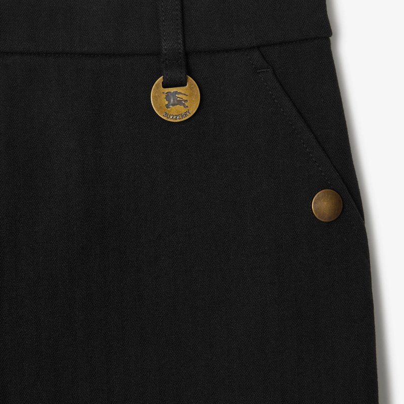 Burberry Herringbone Stretch Cotton Jodhpurs In Black