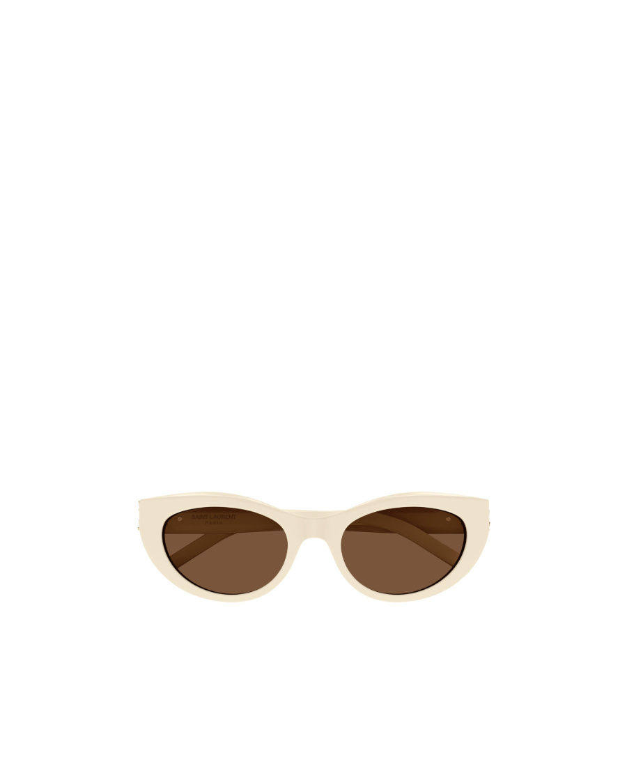 Saint Laurent Logo Cat-eye Frame Sunglasses In Brown