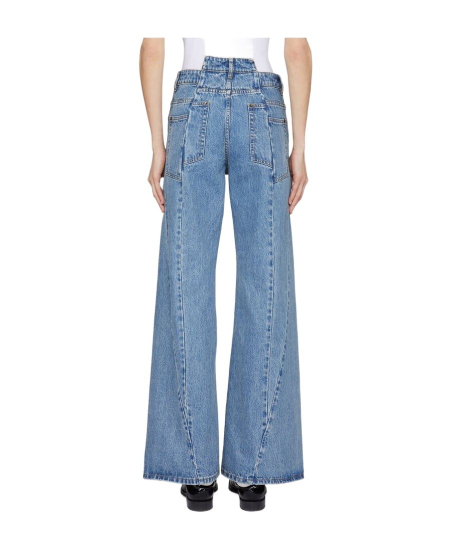 Maison Margiela High-waisted Cut-out Jeans With Wide Leg Silhouette In Blue