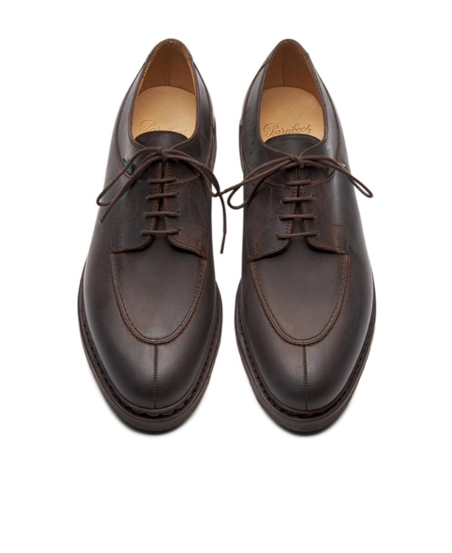 Paraboot Chambord Almond Toe Lace-up Shoes In Black