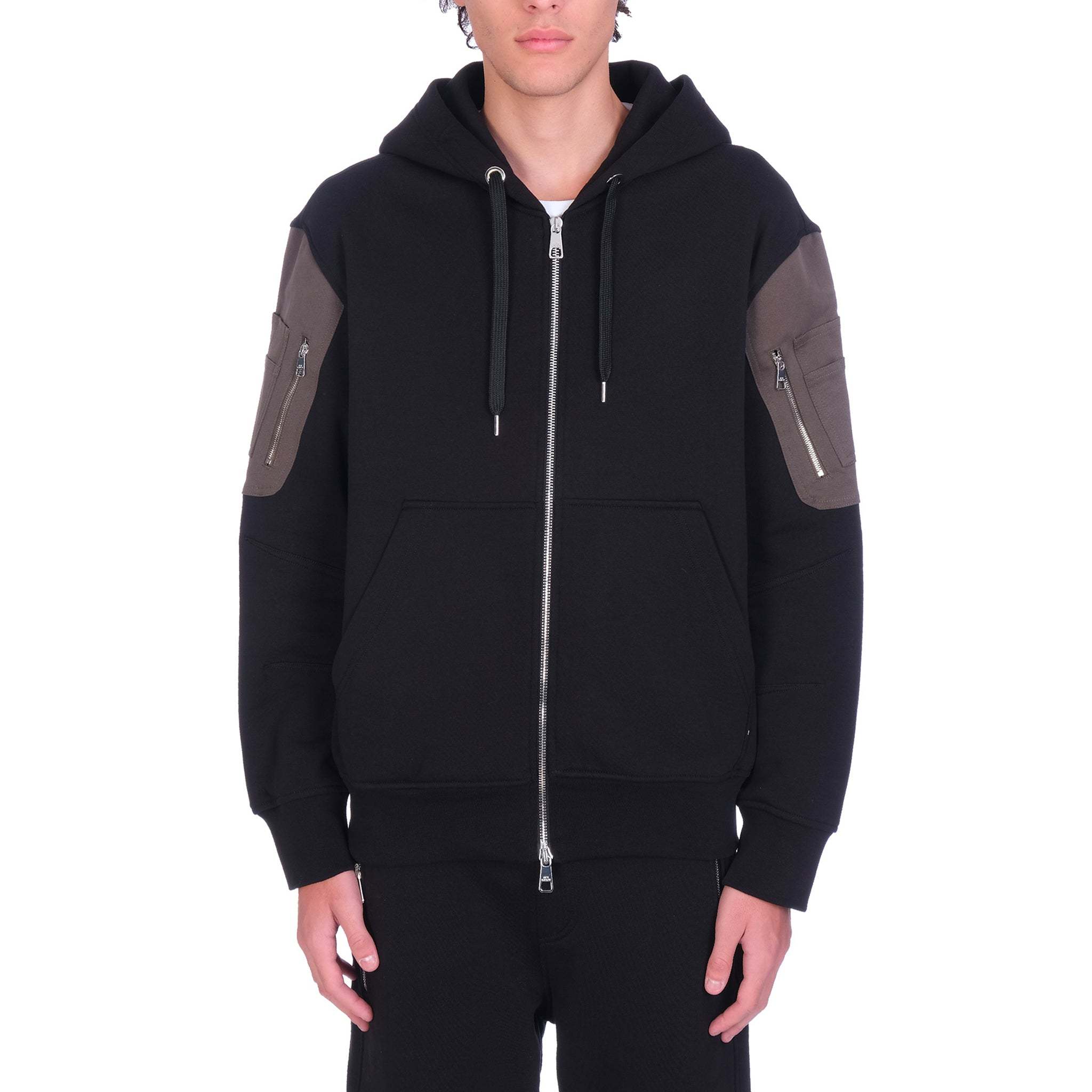 Neil Barrett Cotton Logo Hooded Sweatshirt In Black