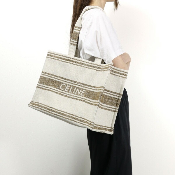 Celine Logo Tote Bag In White