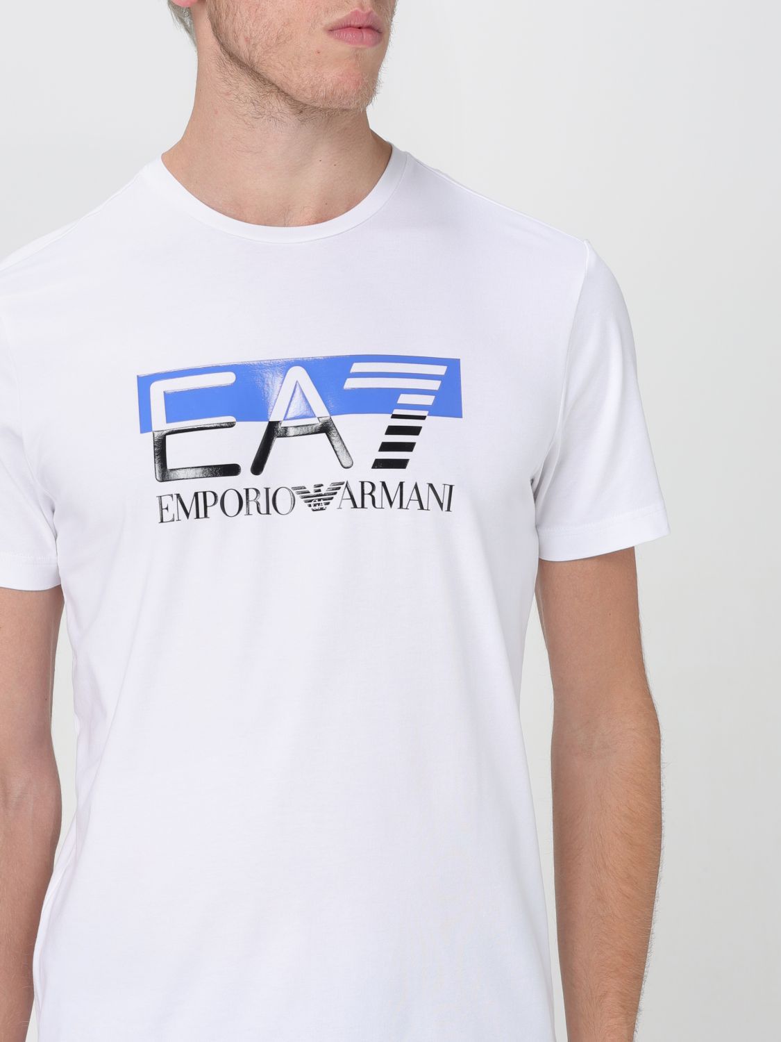 Ea7 Logo T-shirt With Round Neck Pattern In White