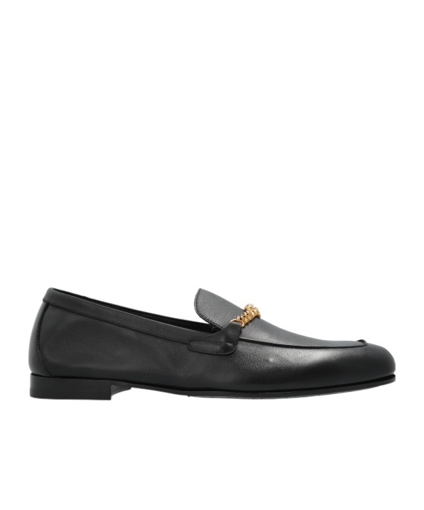 Versace Loafers With Chain Detail And Gold-tone Hardware In Black