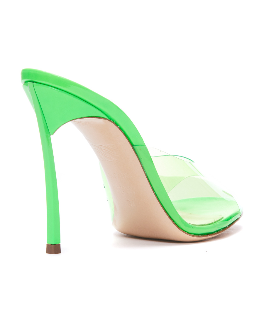 Casadei Green Transparent Peep Toe Sandals In Polyurethane Woman In White
