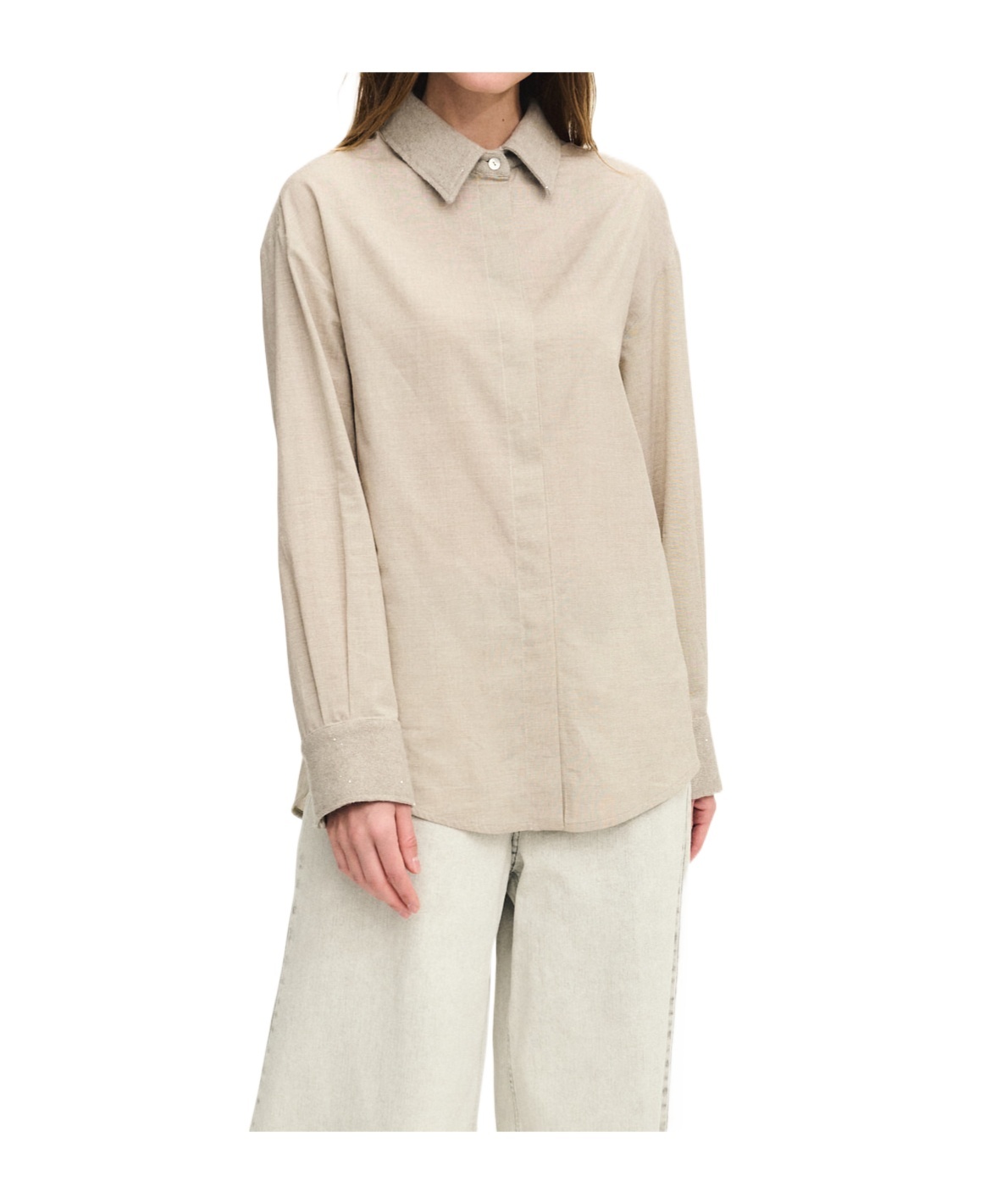 Panicale Poplin Shirt With Cashmere Details In Walls