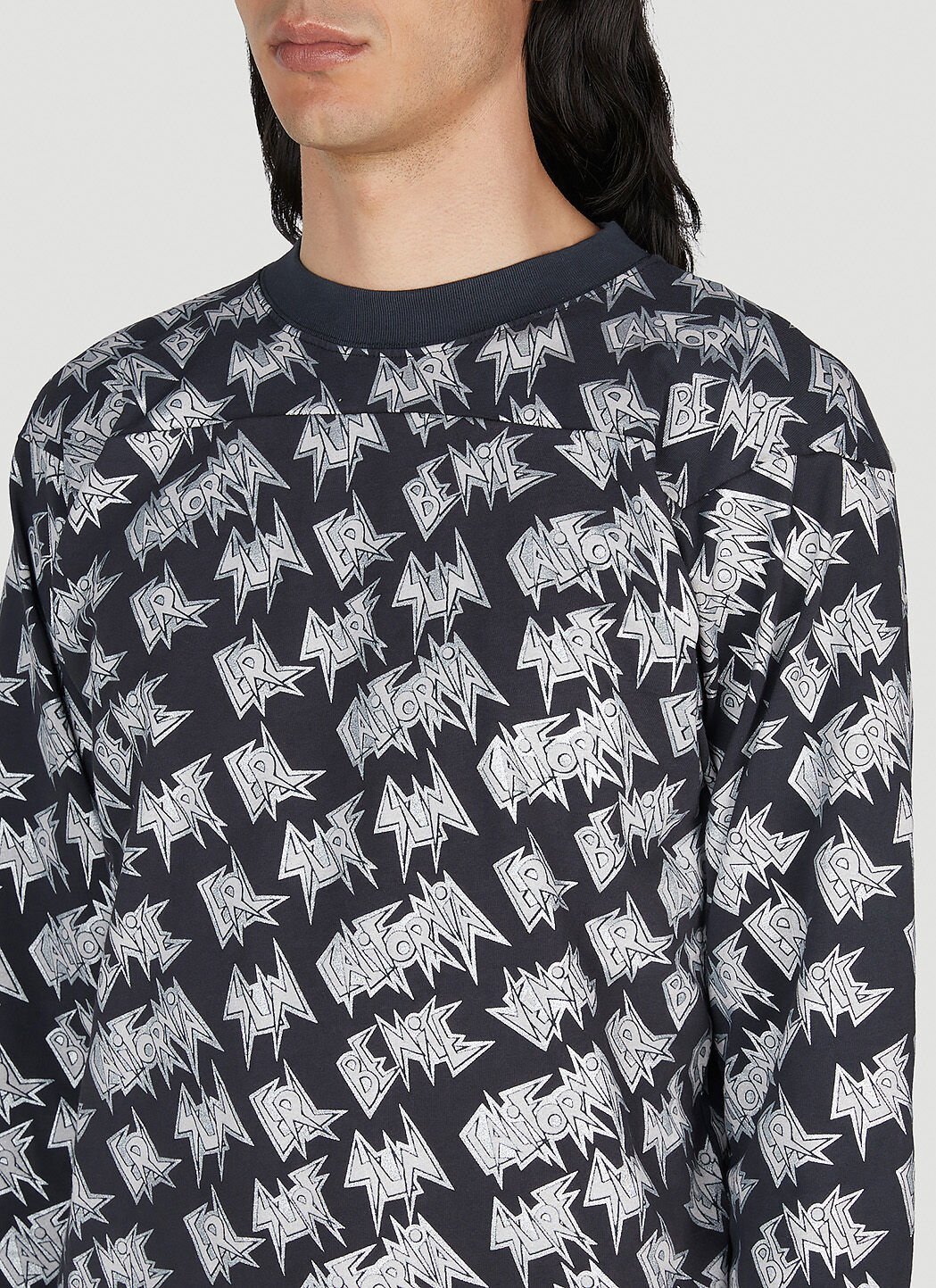 Erl Logo-print Long-sleeved T-shirt In Gray