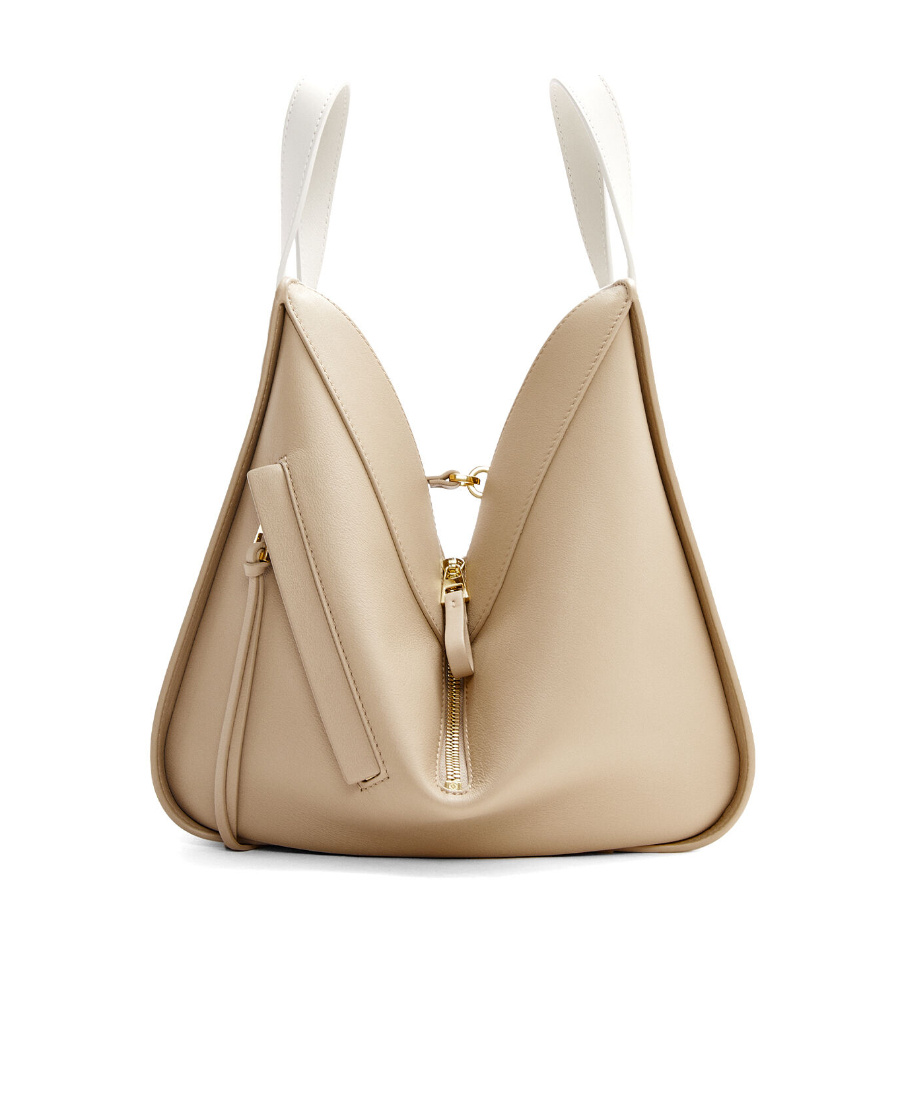 Loewe White And Beige Calfskin Shoulder Bag For Women In White