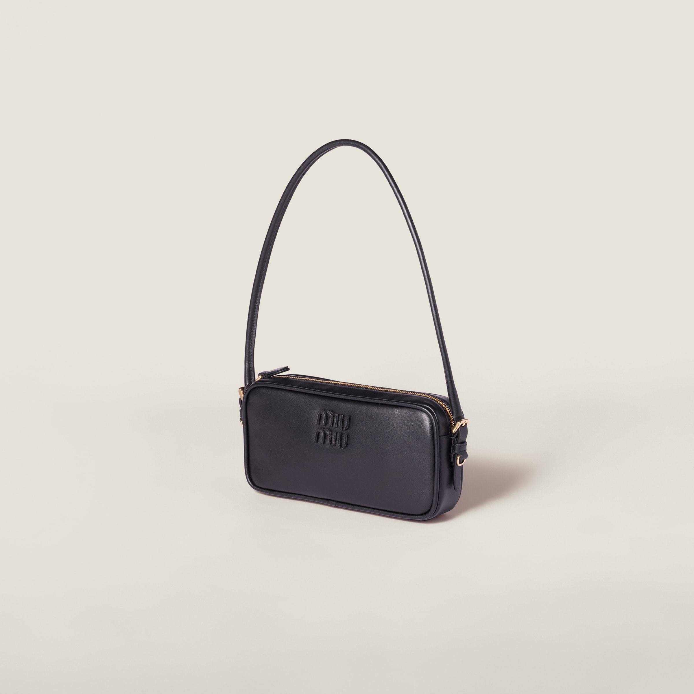 Miu Miu Leather Logo-detail Mini Bag In Black