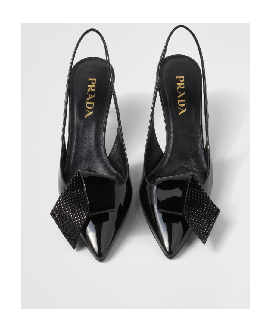 Prada 55 Slingback Pumps In Patent Leather In Black