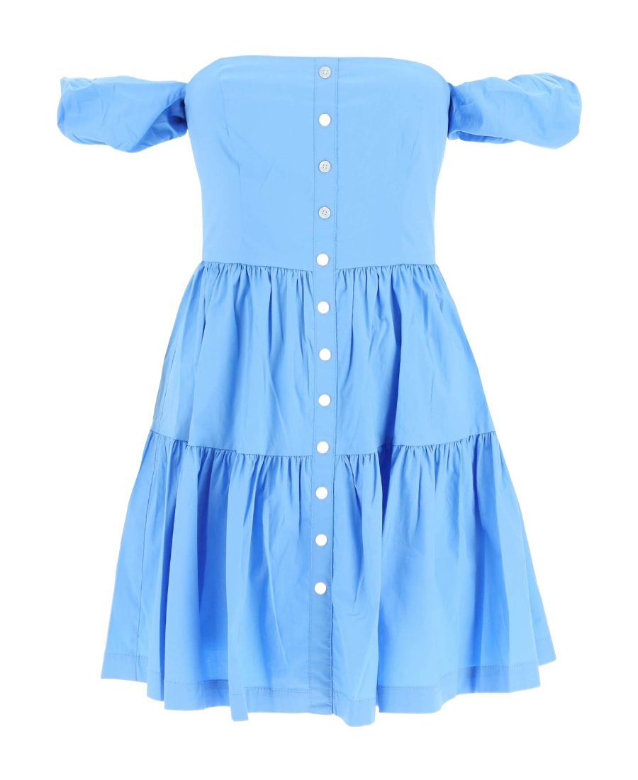 Staud A Slim Dress With Bare Shoulders In Blue