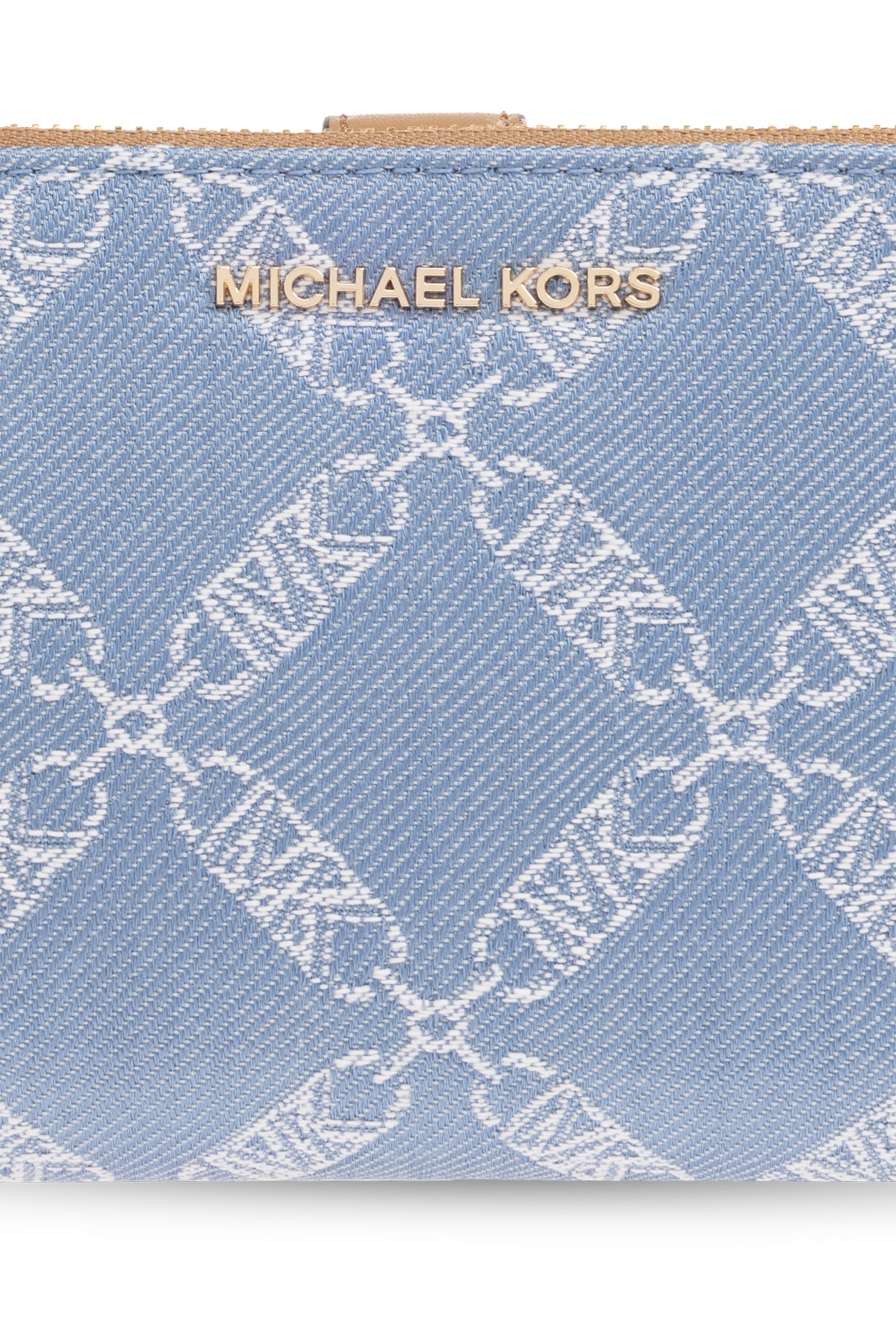Michael Michael Kors Monogram-jacquard Denim Wallet In Blue
