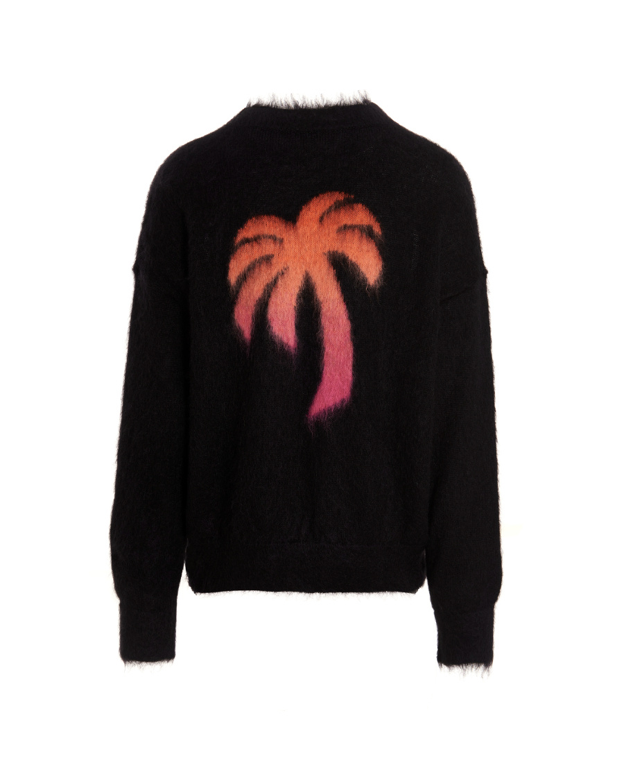 Palm Angels Palm-motif Crew-neck Jumper In Black