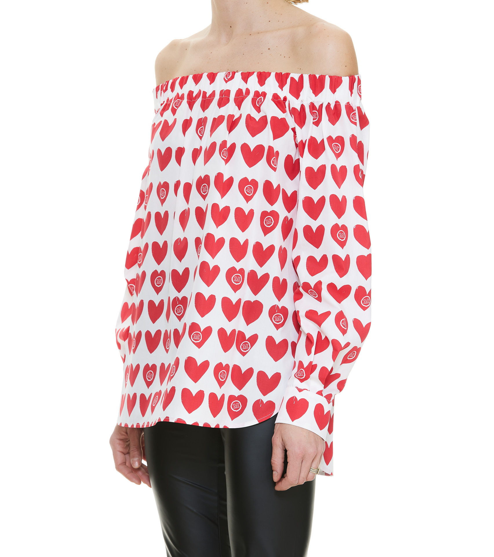 Max Mara Printed Strapless Blouse In Red