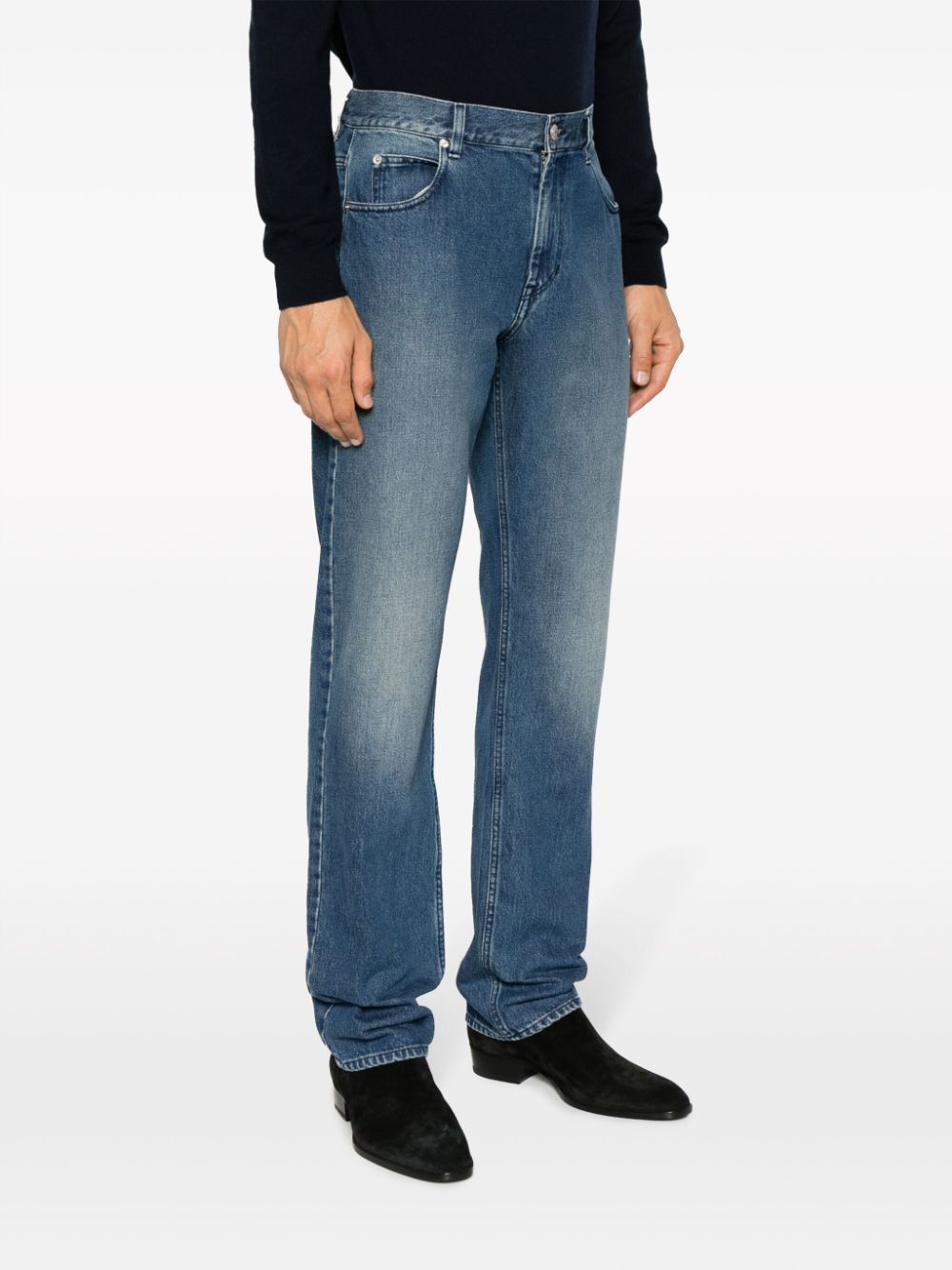 Isabel Marant Logo-patch Straight-leg Jeans In Blue