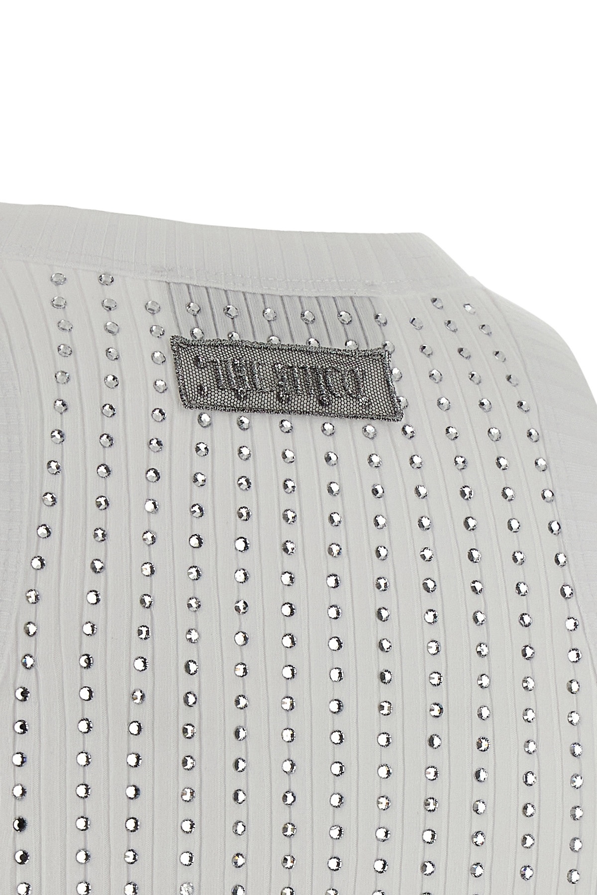Attico Crew Neck Perforated Ribbed Sleeveless Tank Top In Multi