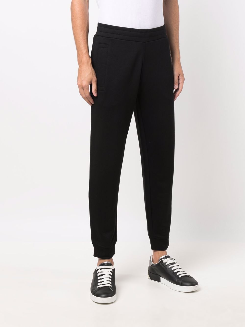 Emporio Armani Logo-embroidered Stretch-cotton Track Pants In Black