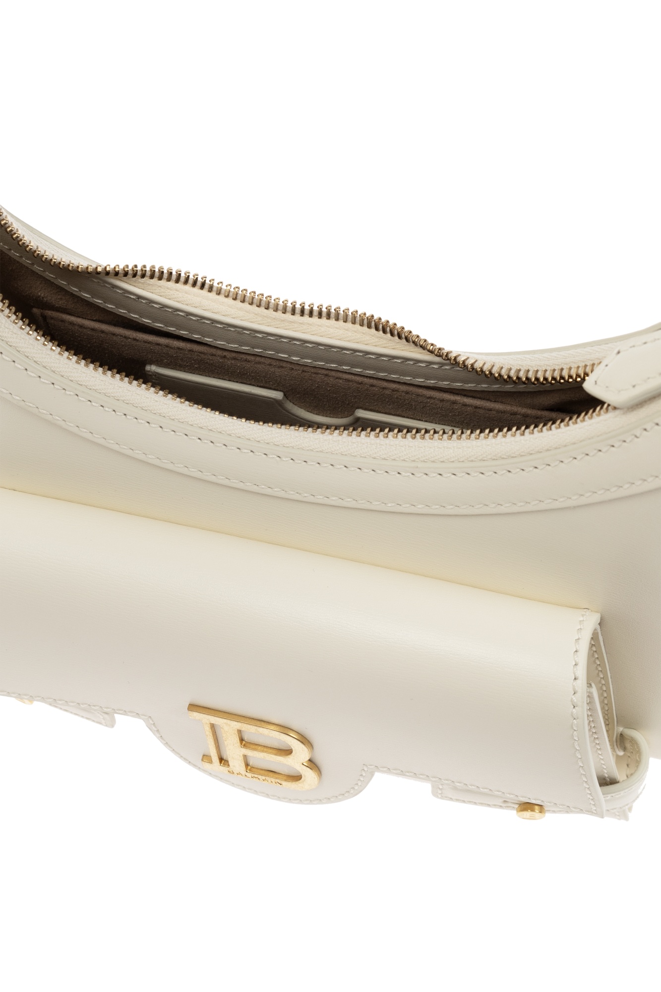 Balmain B-buzz Logo Plaque Shoulder Bag In White