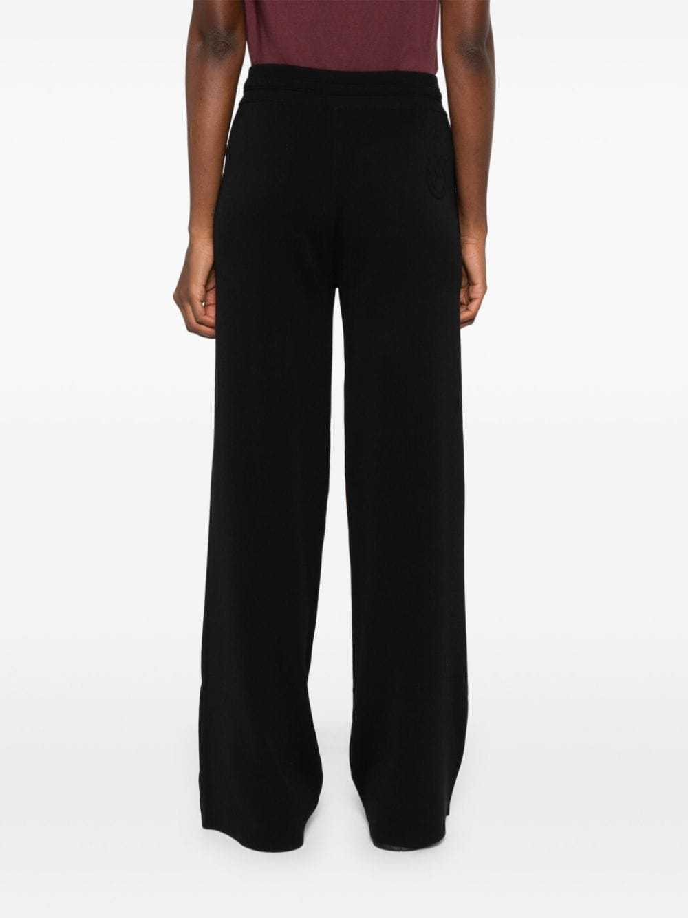 Pinko Wide-leg Trousers In Stretch Cotton Blend Techno Fabric In Black