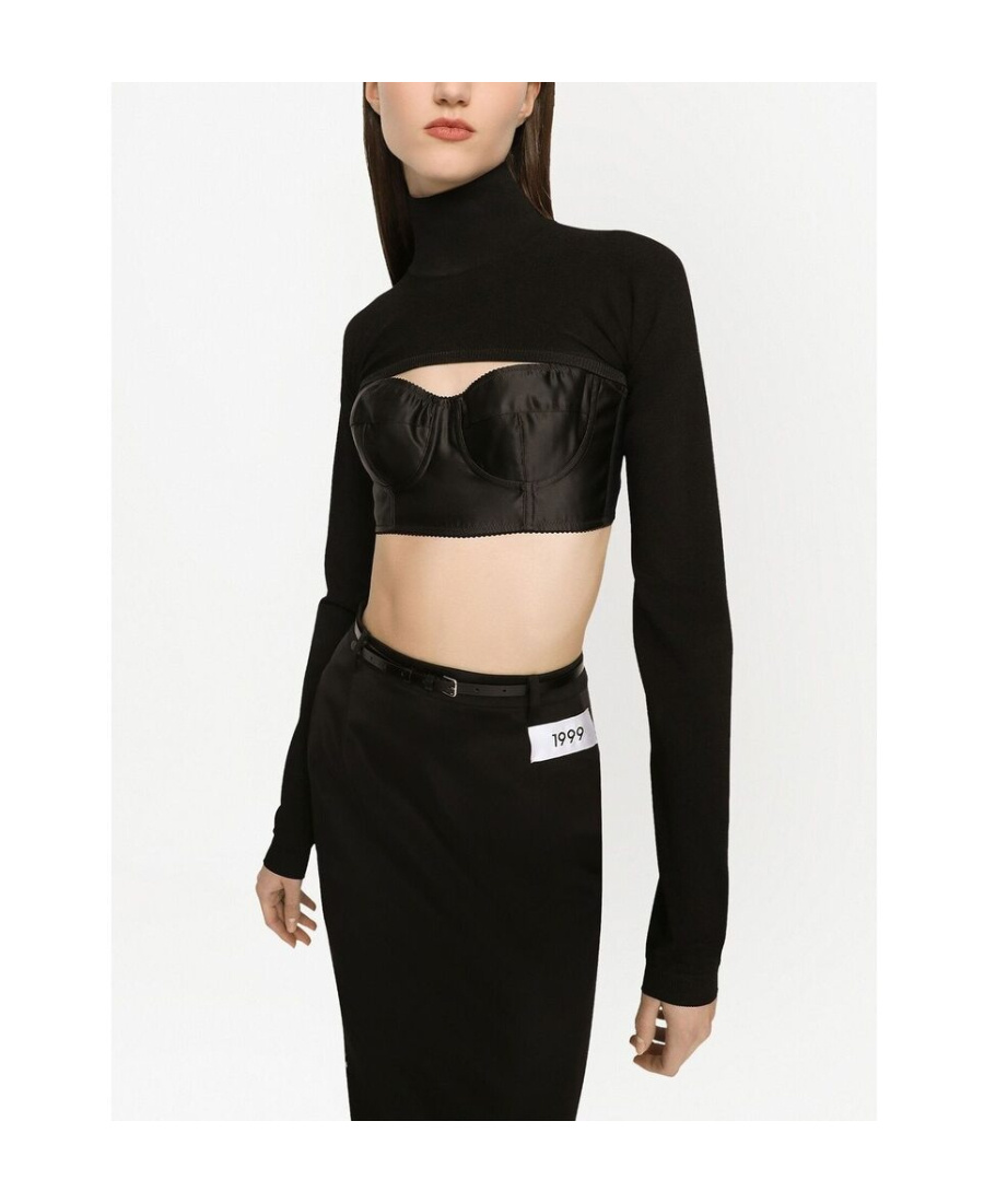 Dolce & Gabbana Viscose-blend Knit Shrug In Black