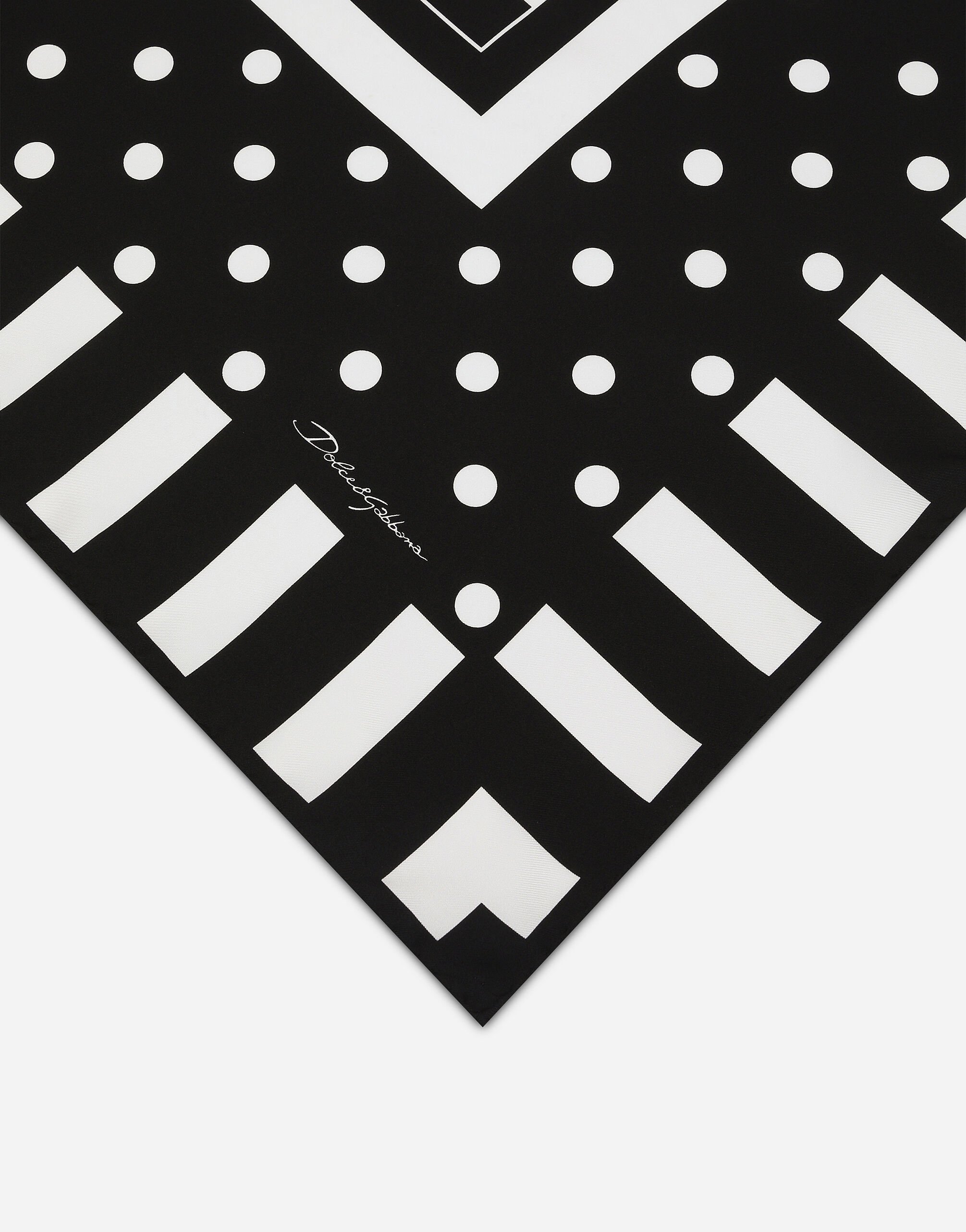 Dolce & Gabbana Striped Silk Scarf In Black