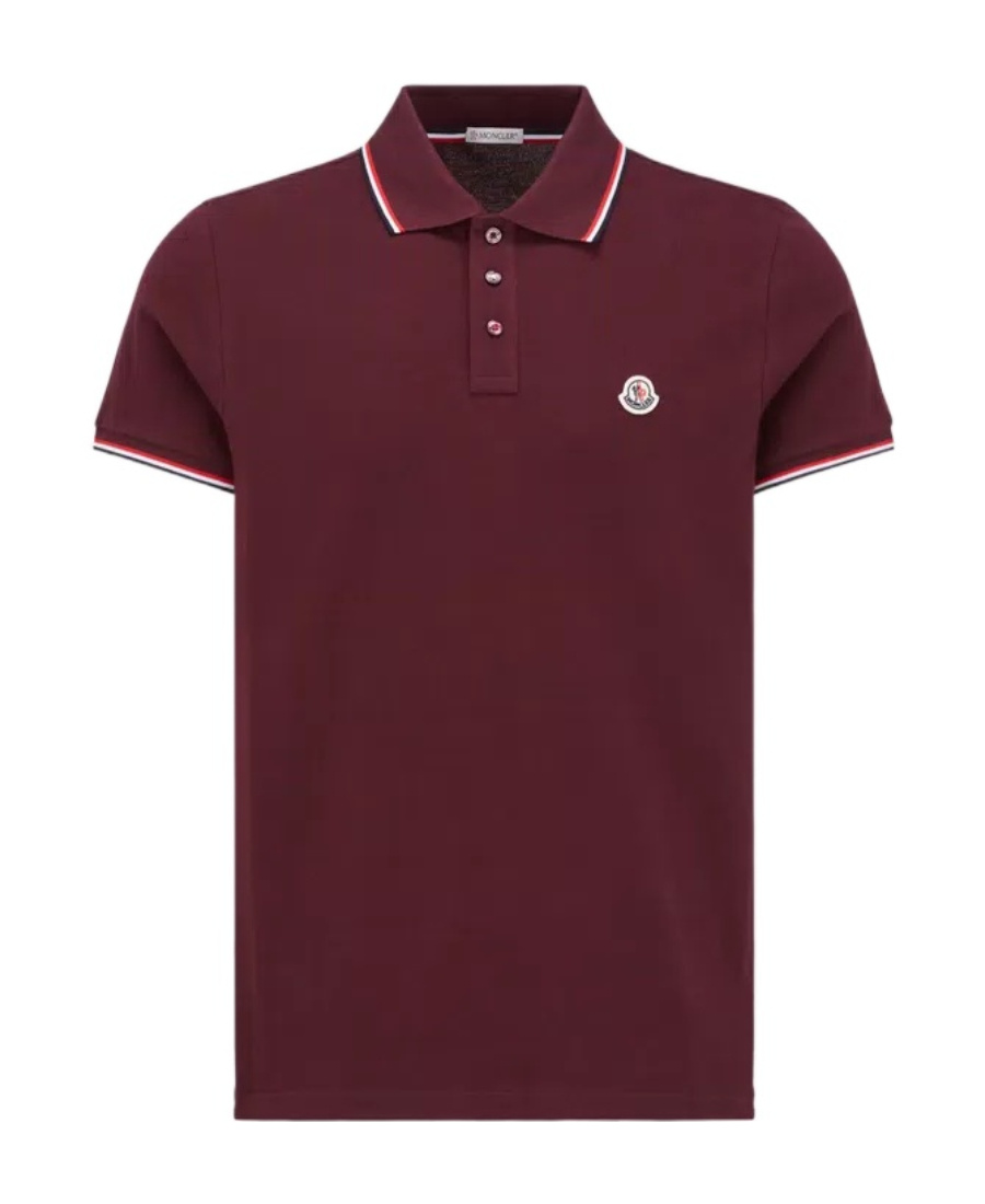 Moncler Logo Patch Polo Shirt In Red