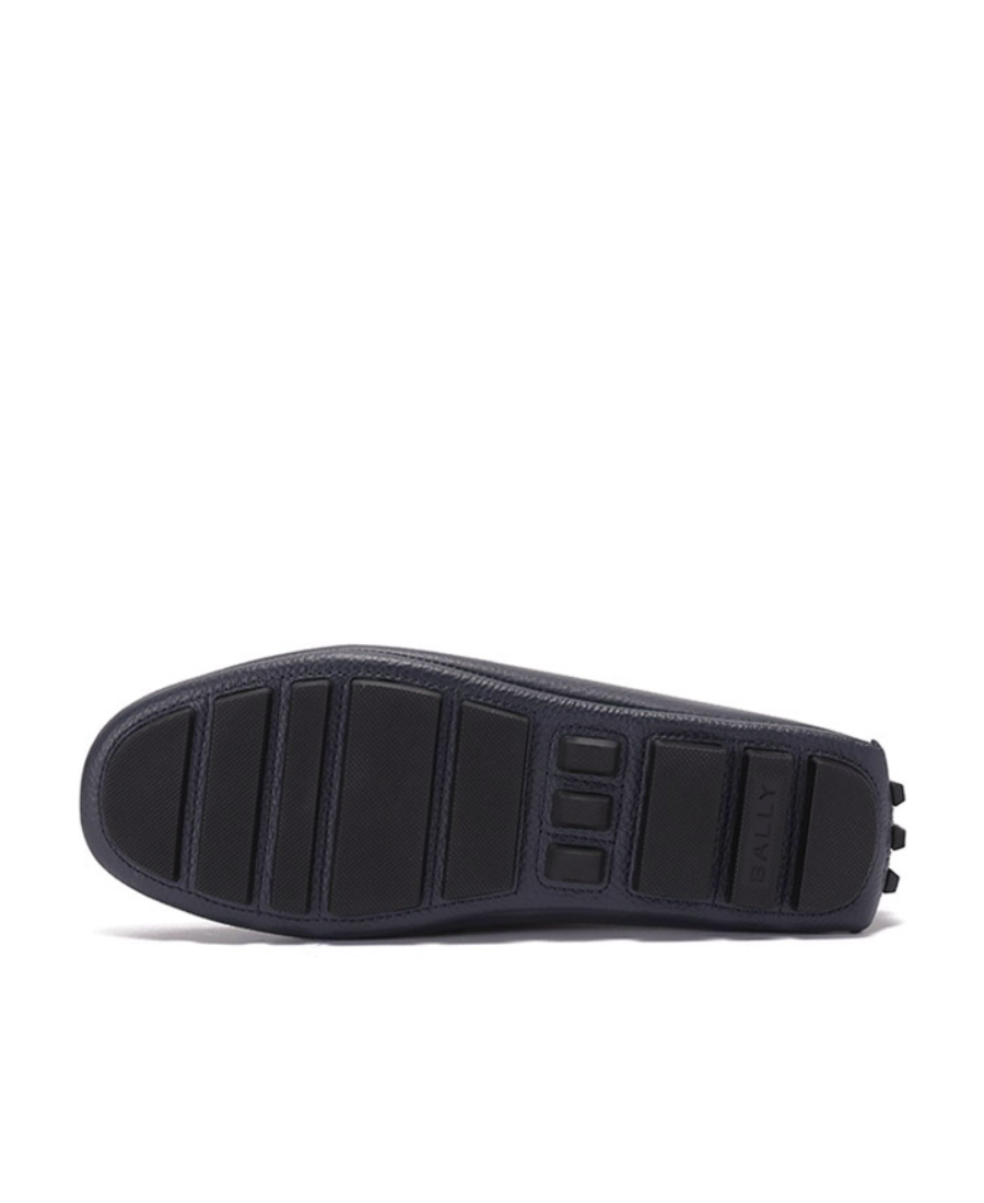 Bally Striped Round Head Loafers In Black