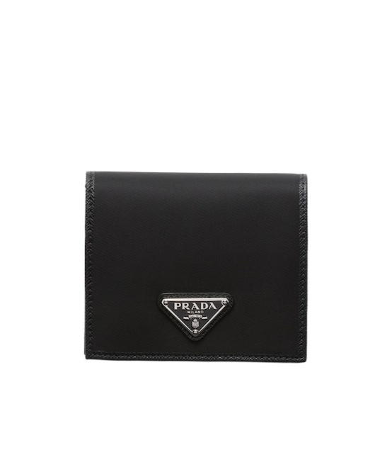 Prada Logo Plaque Saffiano Leather Cardholder In Black